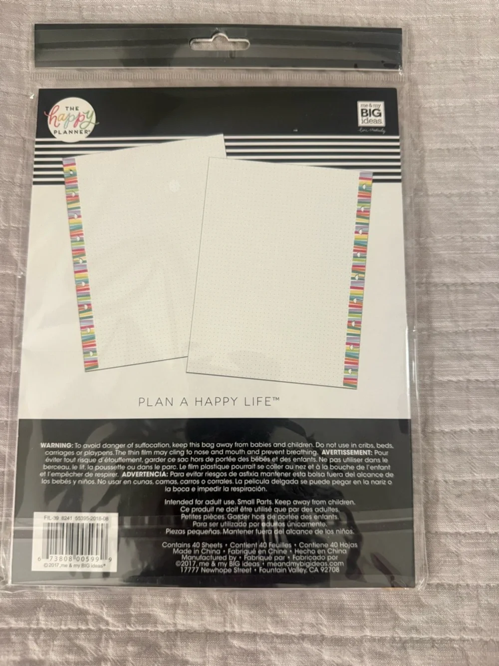 The Happy Planner Dot Grid 40 Sheet Paper Refill - White with Multicolor Edge